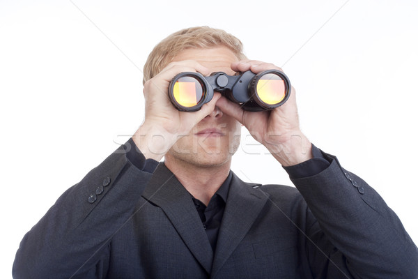 ビジネスマン 見える 双眼鏡 スーツ 孤立した 白 ストックフォト © courtyardpix