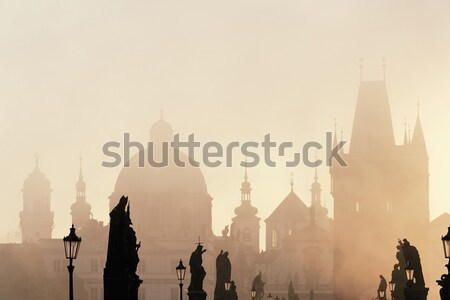 Zdjęcia stock: Praha · most · Czechy · świetle · architektury · posąg