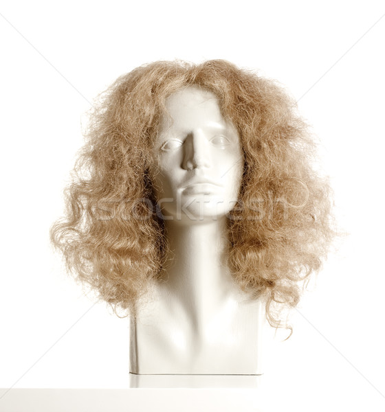 Foto stock: Manequim · feminino · cabeça · peruca · branco