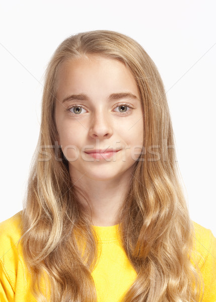 [[stock_photo]]: Portrait · belle · jeune · fille · longtemps · blond · cheveux