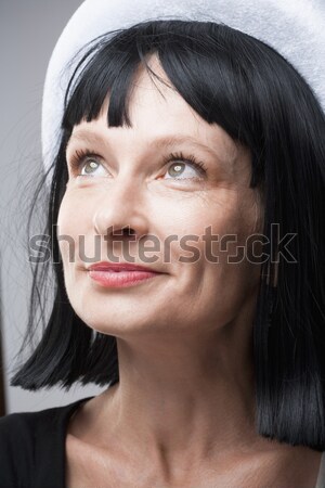 Retrato mujer ojos marrones aislado Foto stock © courtyardpix
