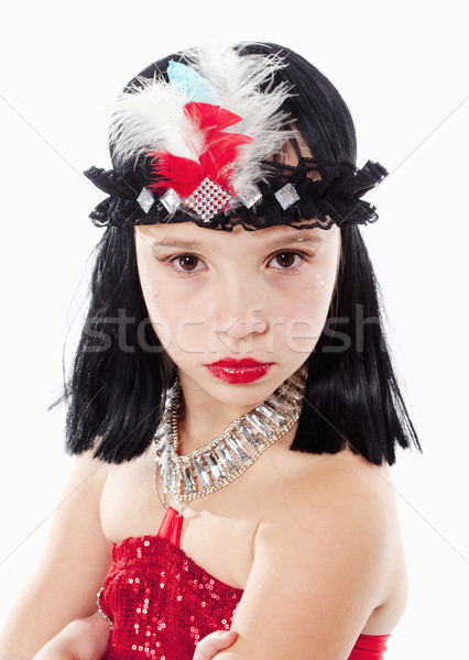 Petite fille perruque robe rouge style portrait cheveux Photo stock © courtyardpix