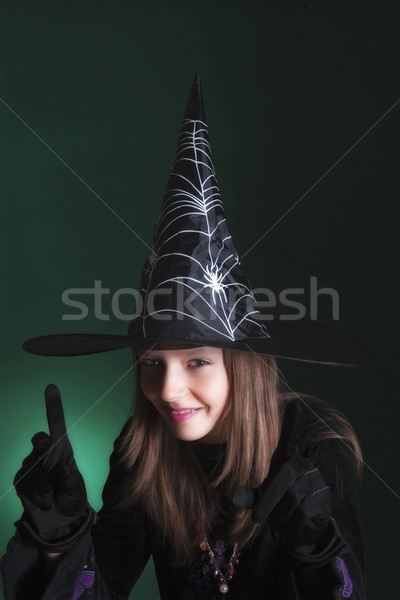 Retrato menina bruxa traje onze anos Foto stock © courtyardpix