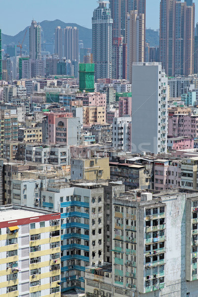 Lleno de gente edificios Hong Kong ciudad pared casa Foto stock © cozyta