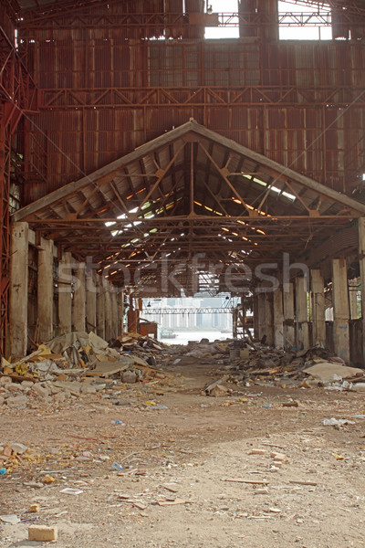 Elhagyatott ipari kályha égbolt keret kék Stock fotó © cozyta
