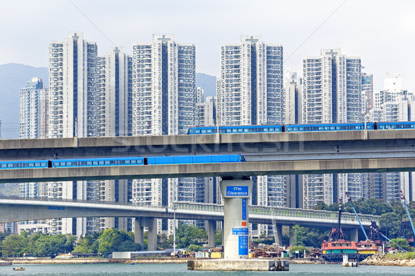 high speed train on bridge in hong kong downtown city Stock photo © cozyta