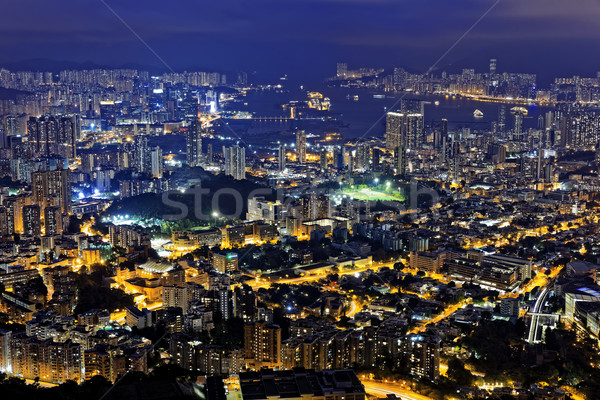 Hong Kong gece ufuk çizgisi ışık güzellik kurumsal Stok fotoğraf © cozyta