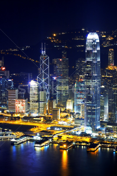 Hong Kong ciudad noche negocios edificio Foto stock © cozyta