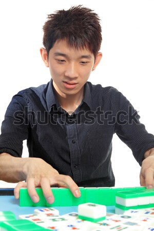 Chinês homem jogar mahjong tradicional China Foto stock © cozyta