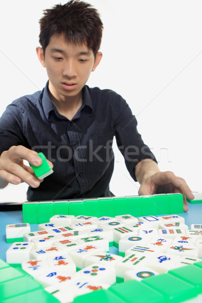 Chinês homem jogar mahjong tradicional China Foto stock © cozyta
