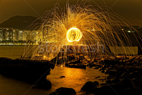 Burning steel wool fireworks  Stock photo © cozyta