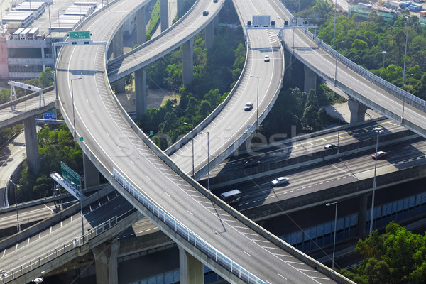 Stock photo: aerial view of the city overpass in early morning