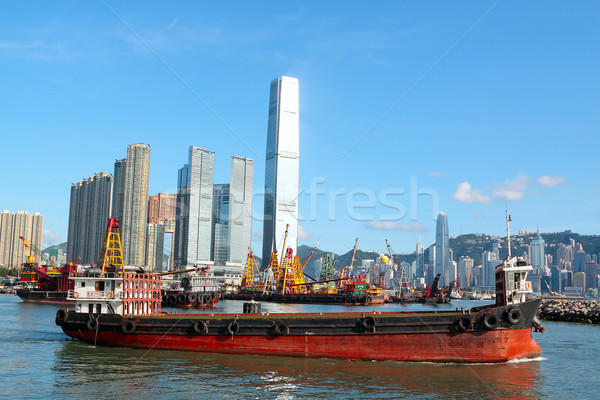 Construction barges in in Victoria Harbor, Hong Kong Stock photo © cozyta