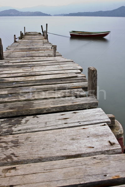 Peer Boot schauen Wasser Landschaft Stock foto © cozyta