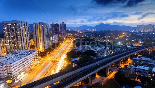 Hong Kong urban centrul orasului mare viteza tren noapte Imagine de stoc © cozyta