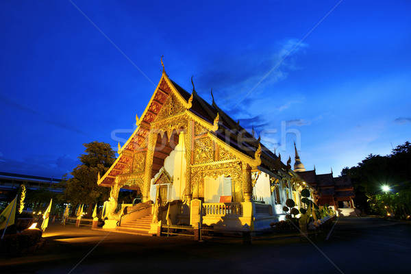 Wat Phra Singh temple at sunset in Chiang Mai, Thailand.  Stock photo © cozyta