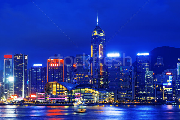 Hongkong Bürogebäude Nacht Baum Arbeit Landschaft Stock foto © cozyta