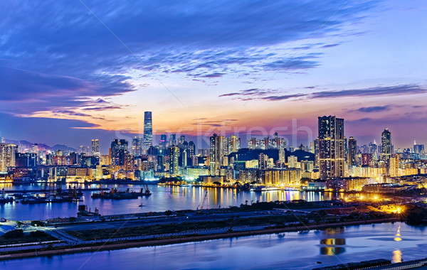 Hong Kong city sunset Stock photo © cozyta