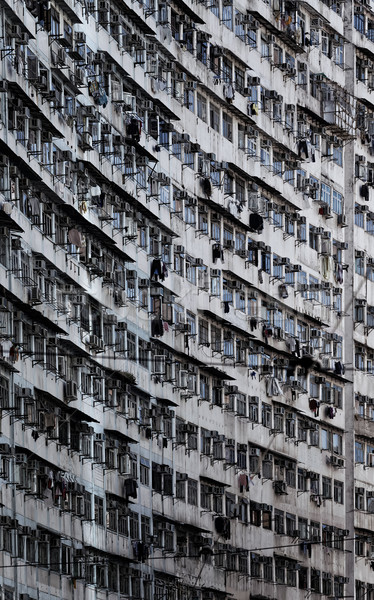 öreg lakások nap Hongkong város világ Stock fotó © cozyta