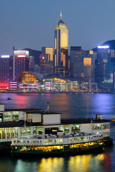 Hong Kong moderne stad water gebouw berg Stockfoto © cozyta