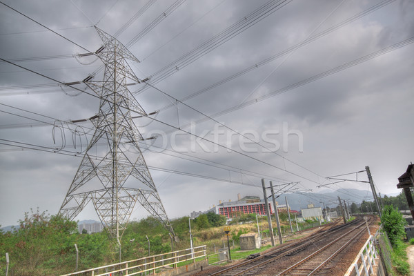 train track and power tower Stock photo © cozyta