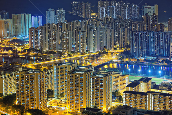 Stok fotoğraf: Yerleşim · Bina · Hong · Kong · gece · iş · gökyüzü