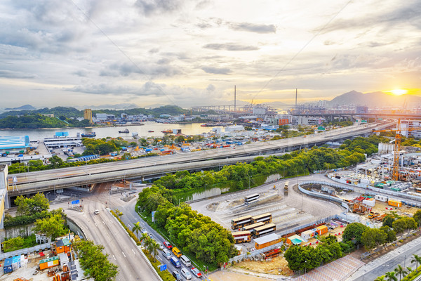 商業照片: 香港 · 高速公路 · 日落 · 業務 ·光· 街頭 / hong