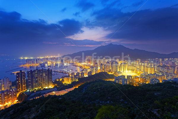 Hong Kong linha do horizonte sul China mar noite Foto stock © cozyta