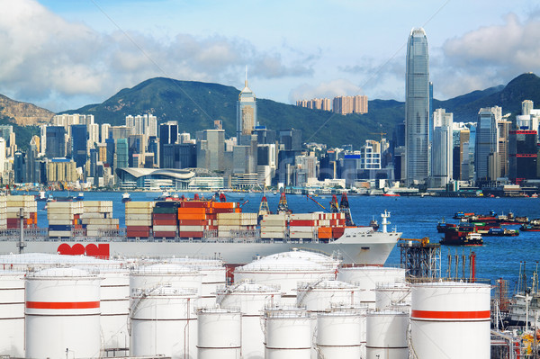 Oil Storage tanks with urban background in Hong Kong  Stock photo © cozyta