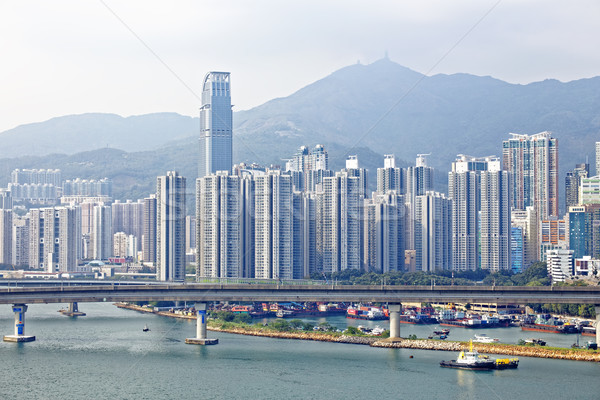 high speed train bridge in hong kong downtown city Stock photo © cozyta