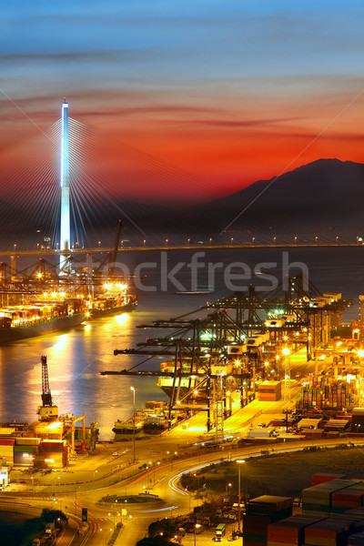 sunset in cargo container terminal Stock photo © cozyta