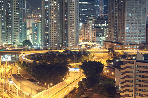 Hongkong éjszaka üzlet út város fény Stock fotó © cozyta