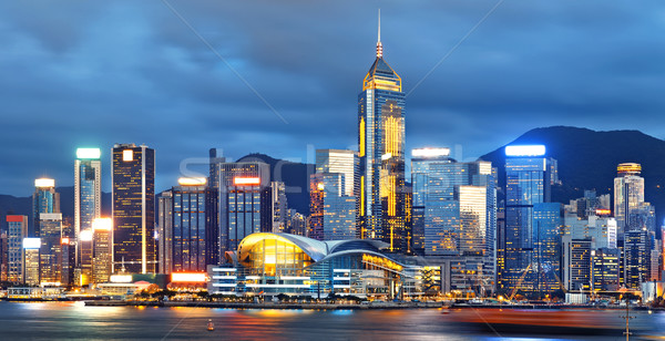 Hong Kong stad business reizen nacht skyline Stockfoto © cozyta