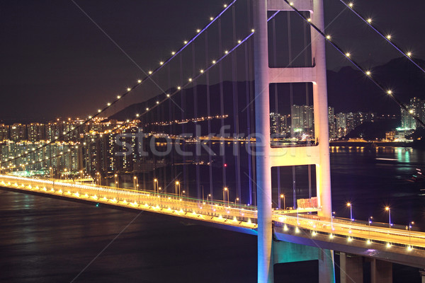 Hermosa noche puente Hong Kong cielo agua Foto stock © cozyta