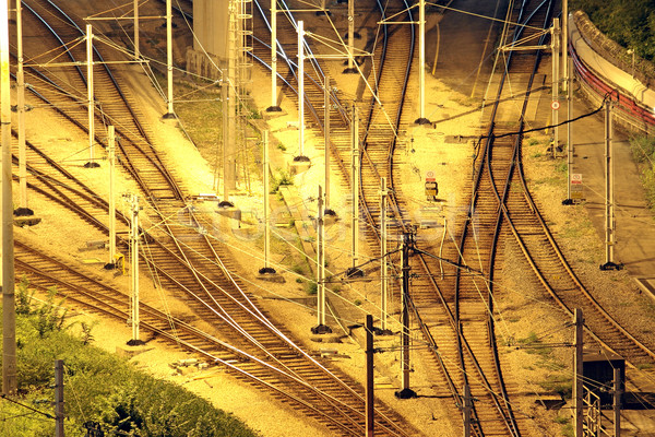 Train tracks in hongkong by night. Stock photo © cozyta