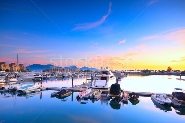 yachts in the golden coast sunset ,in hongkong  Stock photo © cozyta