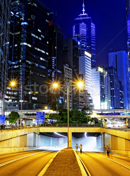 Modern şehir trafik gece Hong Kong Çin Stok fotoğraf © cozyta