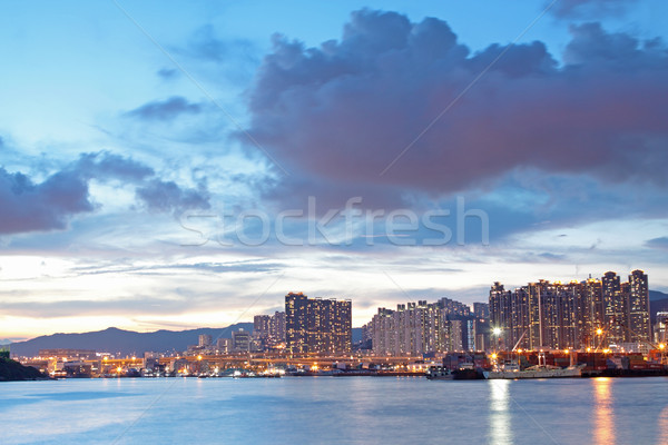 Stok fotoğraf: Hong · Kong · gün · batımı · binalar · gökyüzü · şehir · doğa