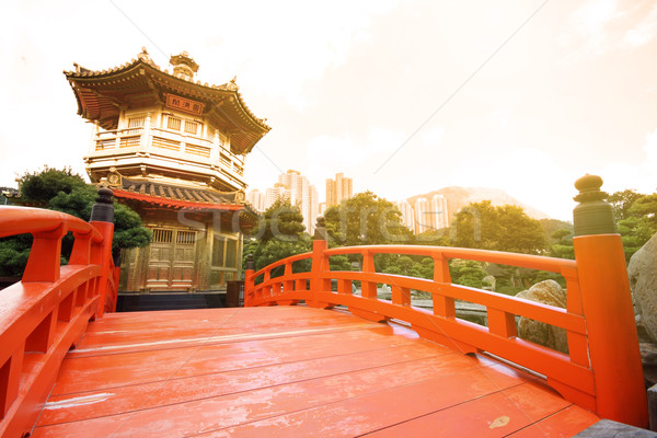 совершенство саду Гонконг город оранжевый синий Сток-фото © cozyta
