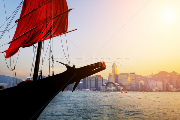 Traditional wooden sailboat / tourist junk sailing in Victoria H Stock photo © cozyta
