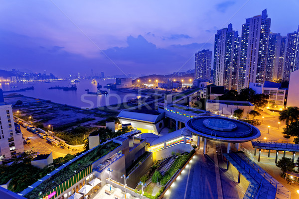 Stockfoto: Hong · Kong · openbare · nacht · menigte · venster