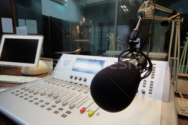 mic in front of the control panel in broadcasting studio  Stock photo © cozyta