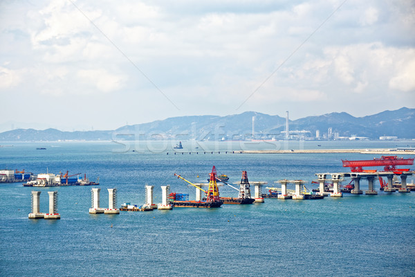 építkezés Hongkong híd nap üzlet autó Stock fotó © cozyta