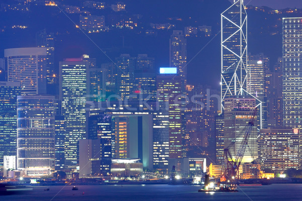 Noapte Hong Kong modern oraş Asia cer Imagine de stoc © cozyta