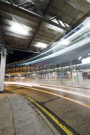 Verkeer tram nacht stad teken Blauw Stockfoto © cozyta