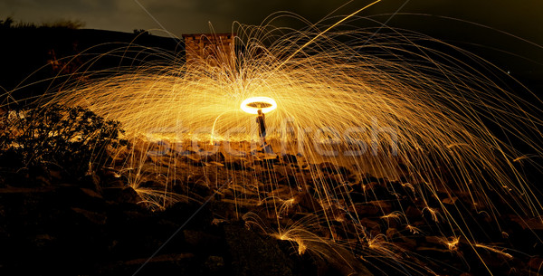 Burning steel wool fireworks  Stock photo © cozyta
