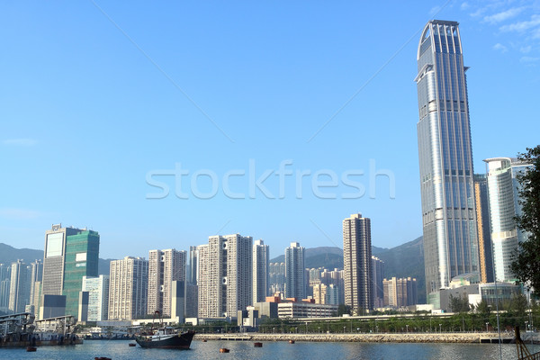 Foto stock: Vista · moderna · ciudad · cielo · azul