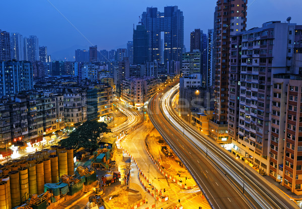 Hong Kong downtown at night Stock photo © cozyta