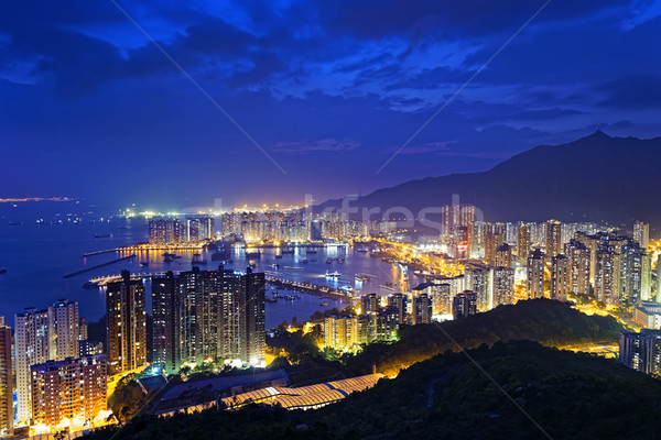 Tuen Mun skyline and South China sea at night Stock photo © cozyta