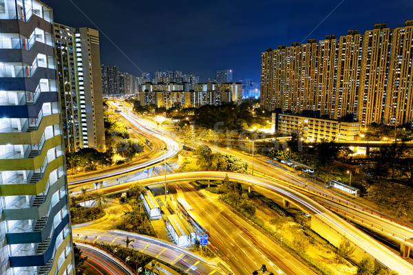 Hong Kong tráfico noche centro de la ciudad ciudad negocios Foto stock © cozyta